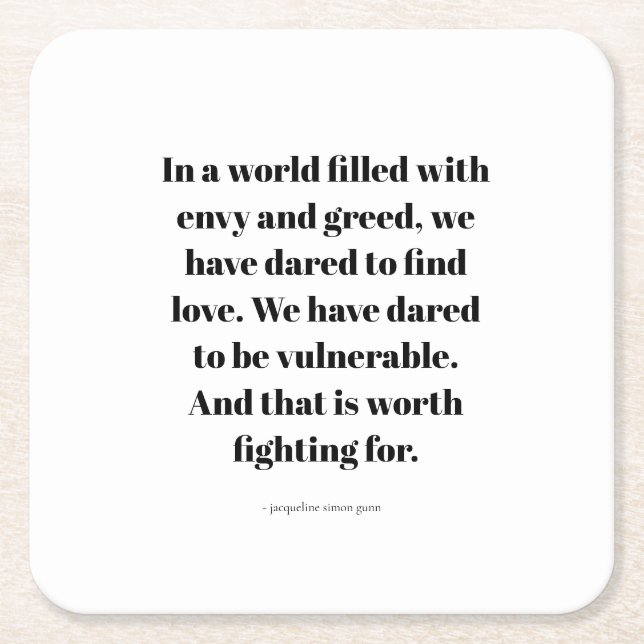 Porta-copo De Papel Quadrado Love quote (Frente)