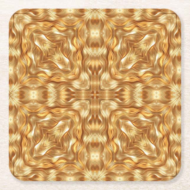 Porta-copo De Papel Quadrado Lovely golden abstract pattern (Frente)