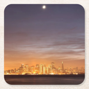 Porta-copo De Papel Quadrado Lua que ajusta-se sobre San Francisco em dezembro