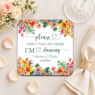 Porta-copo De Papel Quadrado Luau Havaiano Não Leve Meu Drink Casamento