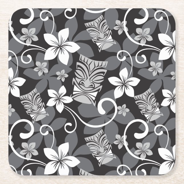 PORTA-COPO DE PAPEL QUADRADO LUAU TIKI PATTERN (CHARCOAL) (Frente)