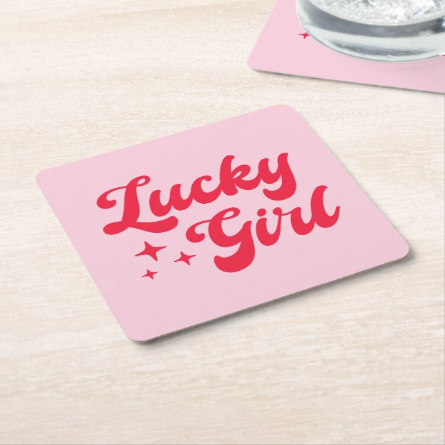 Porta-copo De Papel Quadrado Lucky Girl (Inclinado)