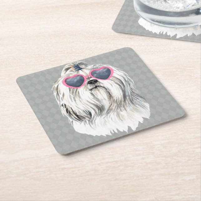 Porta-copo De Papel Quadrado Lulu o Lhasa (Inclinado)
