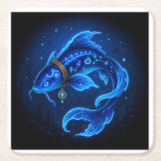 Porta-copo De Papel Quadrado Lumenfin Peixe Fantasia Azul Neon