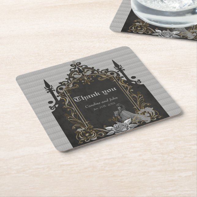 Porta-copo De Papel Quadrado Luxo encontra romance. (Inclinado)