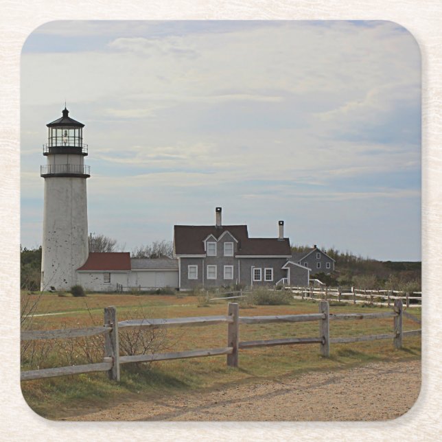 Porta-copo De Papel Quadrado Luz de Cape Cod (Frente)