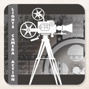 Porta-copo De Papel Quadrado Luzes, câmera, porta copos descartável do filme 