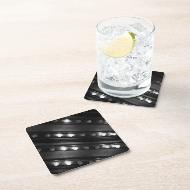 Porta-copo De Papel Quadrado Luzes de brilho preto e branco (Insitu)