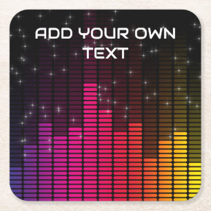 Porta-copo De Papel Quadrado Luzes de Discoteca Equalizador Música Volume Texto