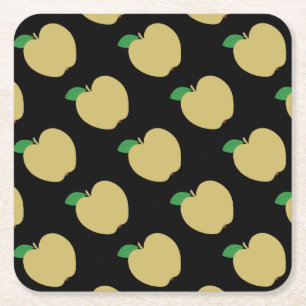 Porta-copo De Papel Quadrado Maçã ouro a Preto