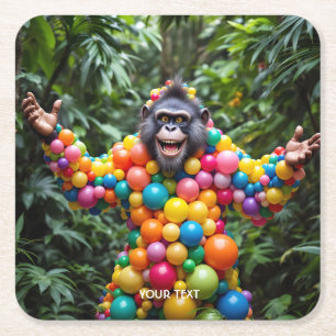 Porta-copo De Papel Quadrado Macaco Colorido Feliz Fantasy