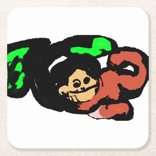 Porta-copo De Papel Quadrado Macaco fofo  (Frente)