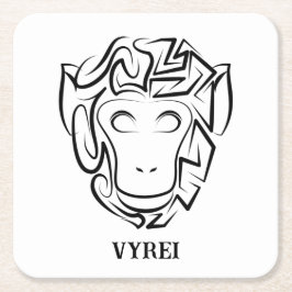 Porta-copo De Papel Quadrado Macaco preto e branco tribal