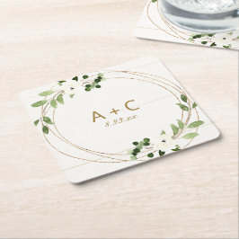 Porta-copo De Papel Quadrado Madeira Floral Russa Geométrica De Casamento