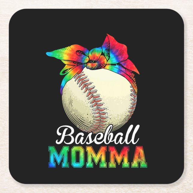 Porta-copo De Papel Quadrado Mãe Baseball Momma Birthday (Frente)