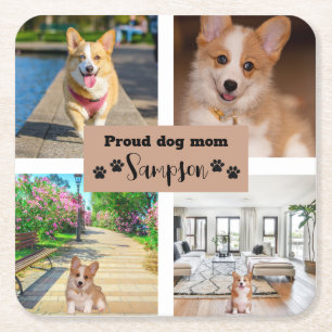 Porta-copo De Papel Quadrado Mãe de Cachorro Fofa Foto Personalizada 