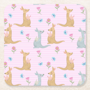 Porta-copo De Papel Quadrado Mães Canguru e Bebês