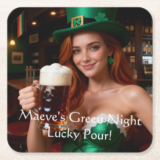 Porta-copo De Papel Quadrado Maeve in Emerald Corset Irish Pub St Patrick's Day