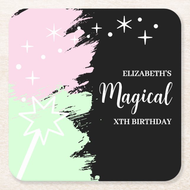 Porta-copo De Papel Quadrado Magical Birthday (Frente)