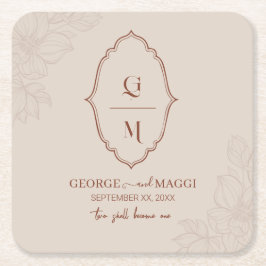 Porta-copo De Papel Quadrado Magnolia Line Art Ornamentado