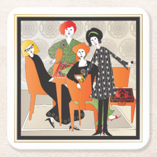 Porta-copo De Papel Quadrado Mah Jongg Game Portas copos