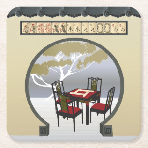 Porta-copo De Papel Quadrado Mah Jongg Garden Porta copos