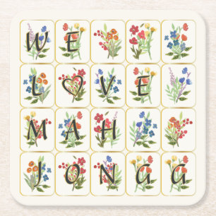 Porta-copo De Papel Quadrado Mah Jongg Love Coateres