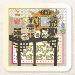 Porta-copo De Papel Quadrado Mah Jongg Mesa