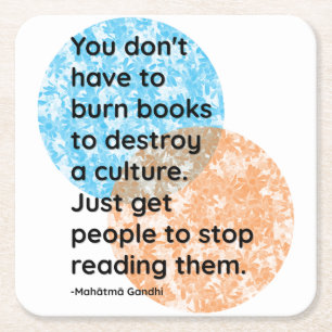 Porta-copo De Papel Quadrado Mahatma Gandhi Books cita