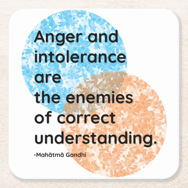 Porta-copo De Papel Quadrado Mahatma Gandhi Enemies cita (Frente)