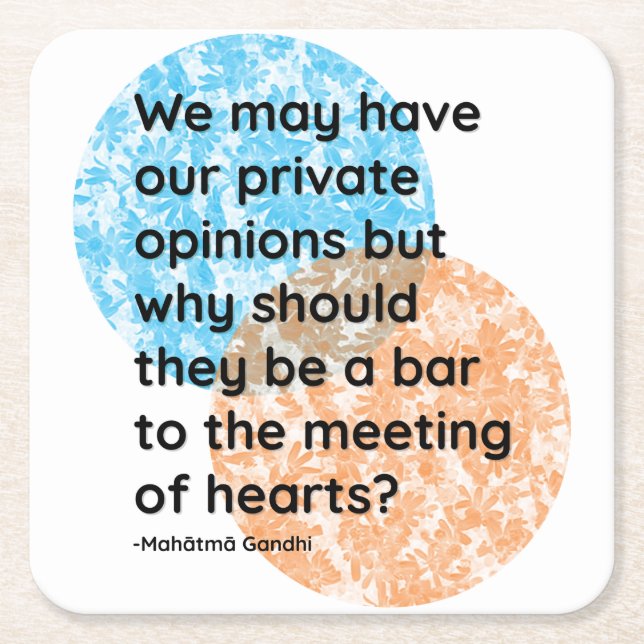 Porta-copo De Papel Quadrado Mahatma Gandhi Heart Cotes (Frente)