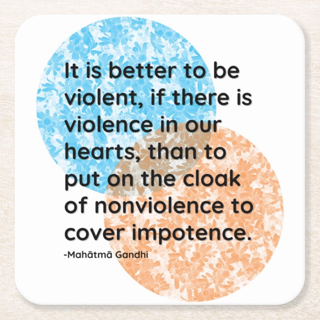 Porta-copo De Papel Quadrado Mahatma Gandhi Heart Cotes (Frente)