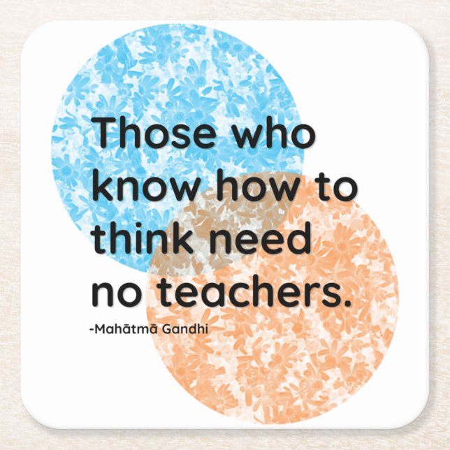 Porta-copo De Papel Quadrado Mahatma Gandhi Pense Citações (Frente)