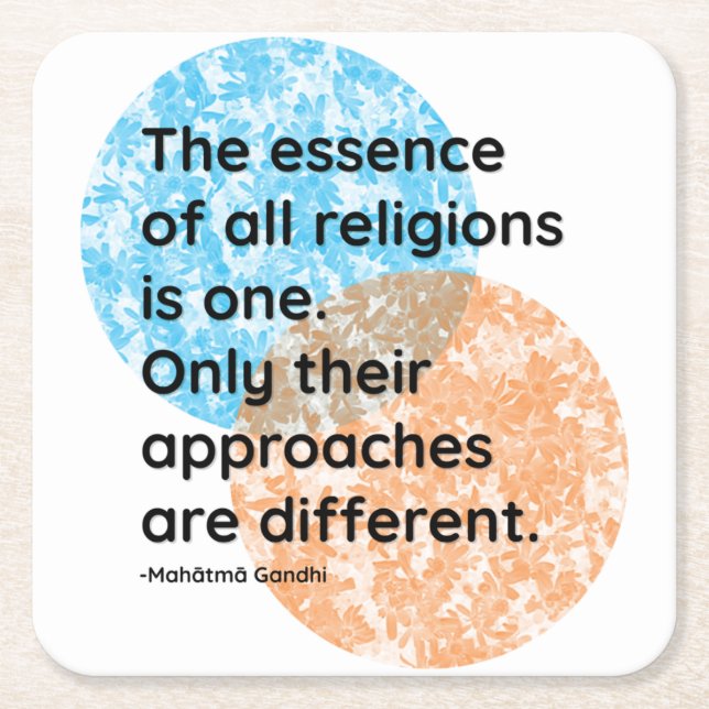 Porta-copo De Papel Quadrado Mahatma Gandhi Religião cita (Frente)