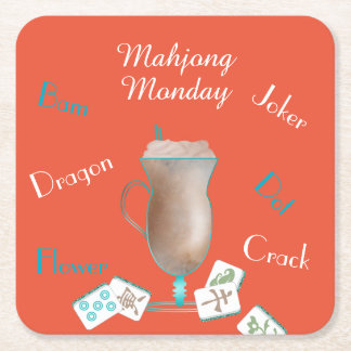 Porta-copo De Papel Quadrado Mahjong Party Coasters