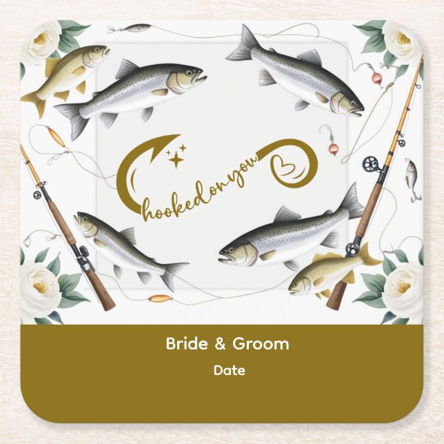 Porta-copo De Papel Quadrado Mala de pesca para amantes de pesca (Frente)