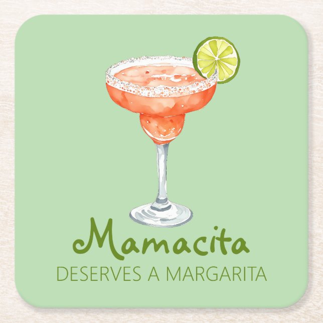 Porta-copo De Papel Quadrado Mamacita Merece Margarita Strawberry Marg (Frente)