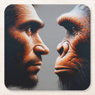 Porta-copo De Papel Quadrado man confronting his evolutionary origin