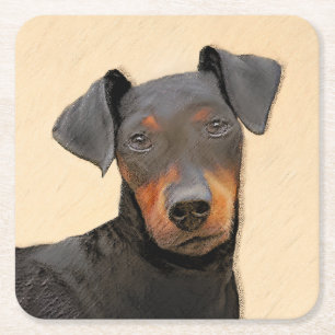 Porta-copo De Papel Quadrado Manchester Terrier Pintura Original