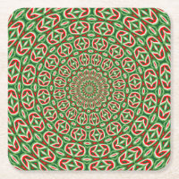 Mandala de Natal em Verde e Vermelho com Branco de
