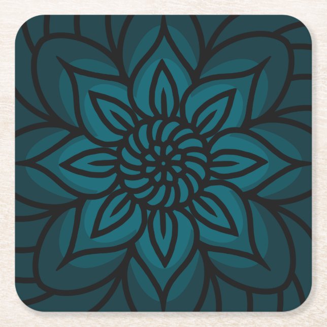 Porta-copo De Papel Quadrado Mandala Design Paper Coaster (Frente)
