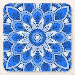 Porta-copo De Papel Quadrado Mandala em azul