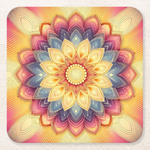 Porta-copo De Papel Quadrado Mandala Porta copos
