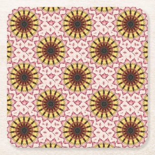 Porta-copo De Papel Quadrado Mandalas de Lanças Tribais e Corações Desvanecendo