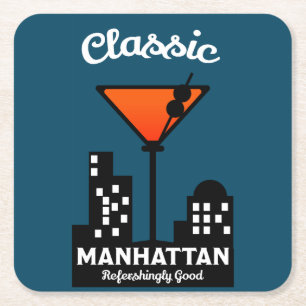 Porta-copo De Papel Quadrado Manhattan Cocktail Wall Art