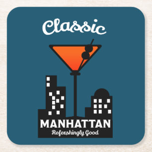 Porta-copo De Papel Quadrado Manhattan Cocktail Wall Art