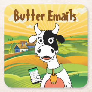 Porta-copo De Papel Quadrado Manteiga Emails de Humor Político