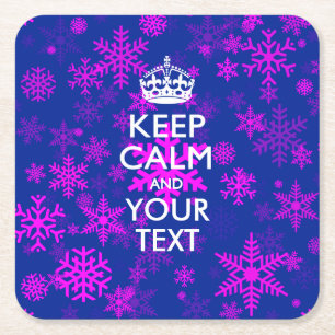 Porta-copo De Papel Quadrado Mantenha a calma personalizada e a neve de texto