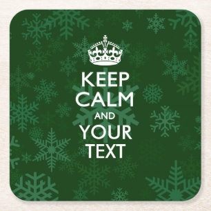 Porta-copo De Papel Quadrado Mantenha a calma personalizada e o seu texto para 