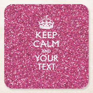 Porta-copo De Papel Quadrado Mantenha a calma personalizada e seu texto rosa ro